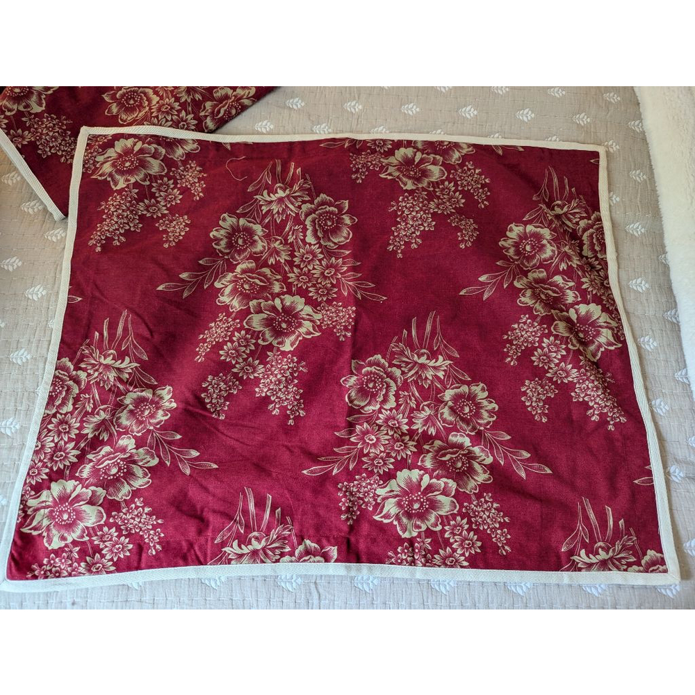Chaps red and tan floral set of shams